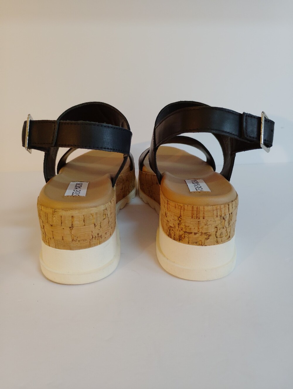 Steve Madden Black Leather Double-Strap Women's Sandals - Picture 3 of 8